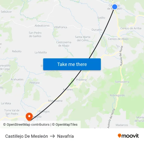 Castillejo De Mesleón to Navafría map