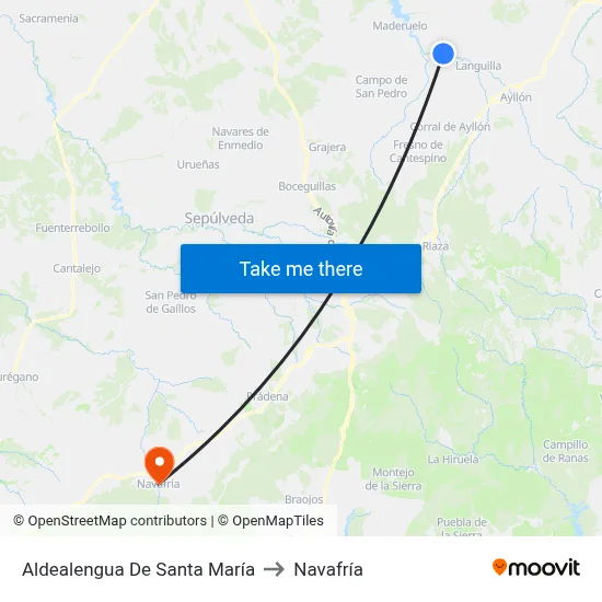 Aldealengua De Santa María to Navafría map