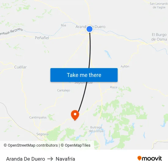 Aranda De Duero to Navafría map
