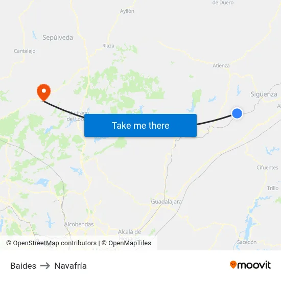 Baides to Navafría map