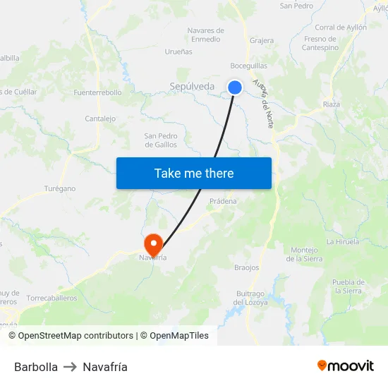 Barbolla to Navafría map