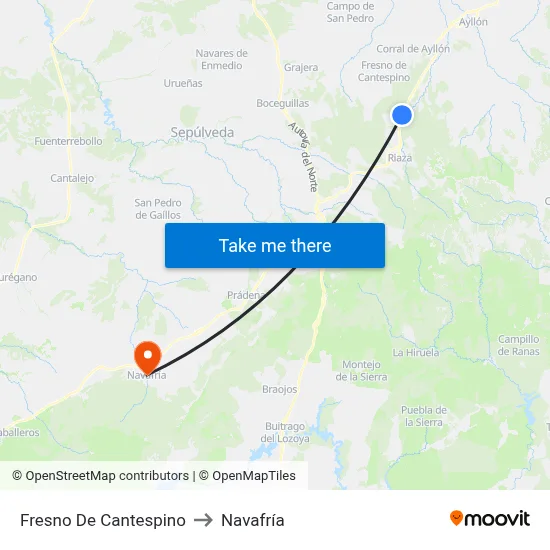 Fresno De Cantespino to Navafría map