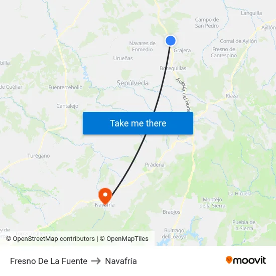 Fresno De La Fuente to Navafría map
