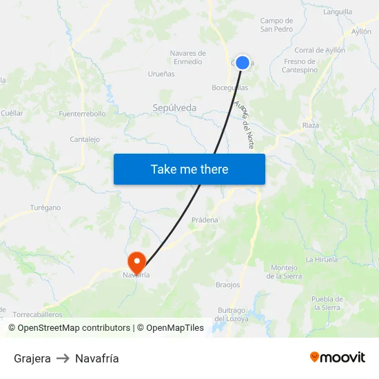Grajera to Navafría map