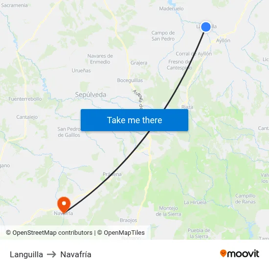 Languilla to Navafría map