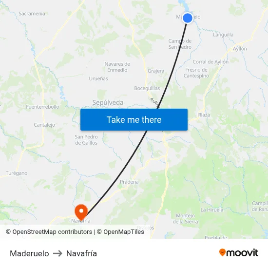 Maderuelo to Navafría map