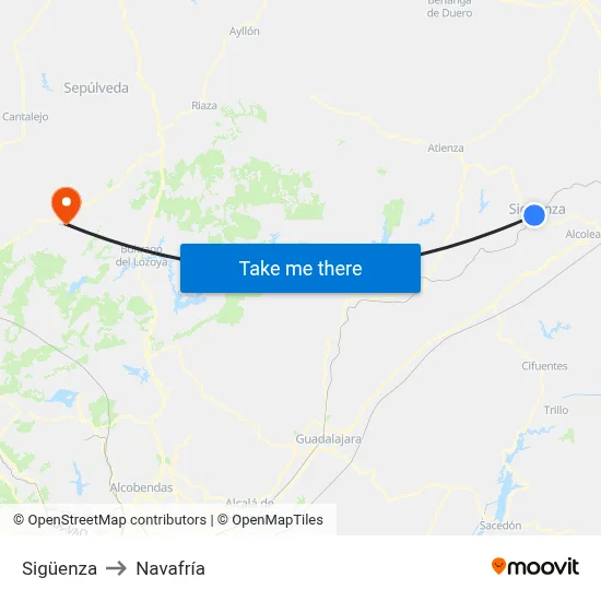 Sigüenza to Navafría map