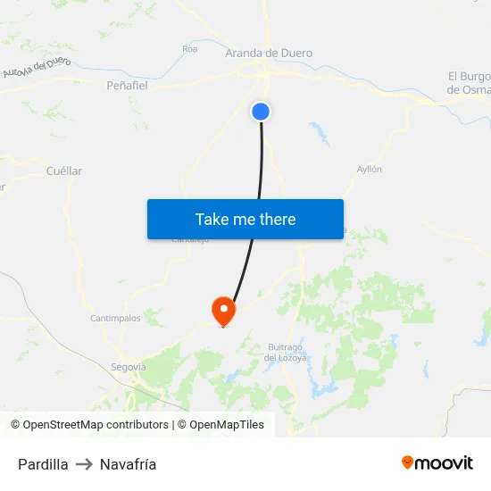 Pardilla to Navafría map