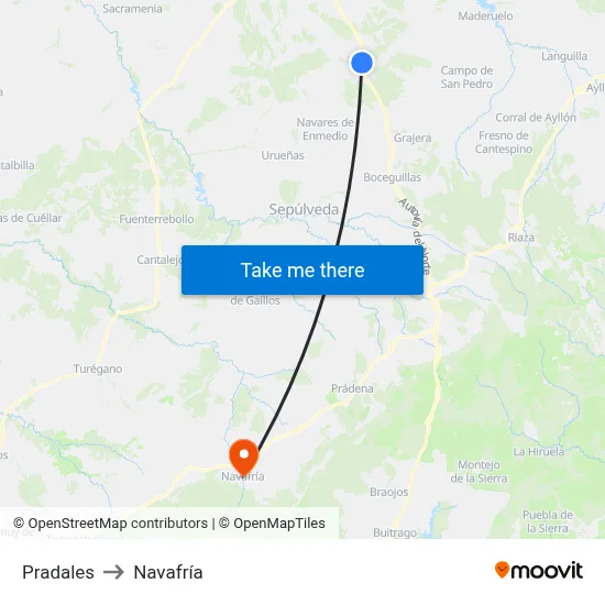 Pradales to Navafría map