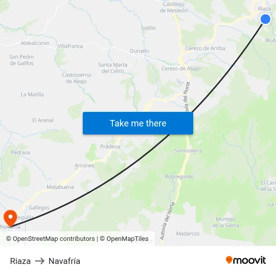 Riaza to Navafría map