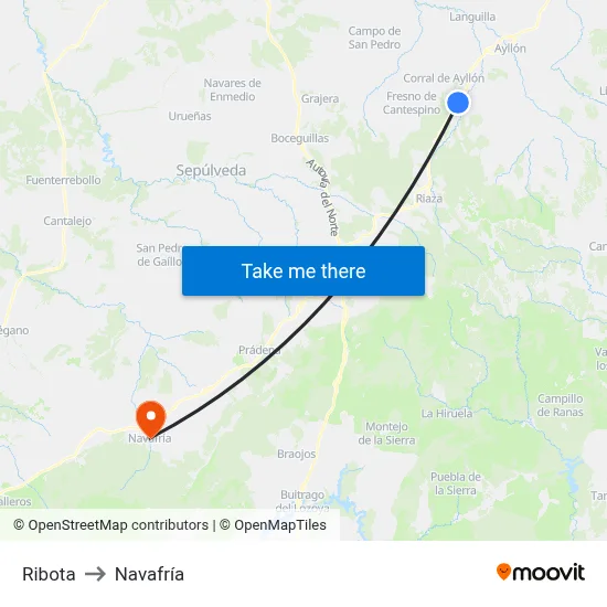 Ribota to Navafría map
