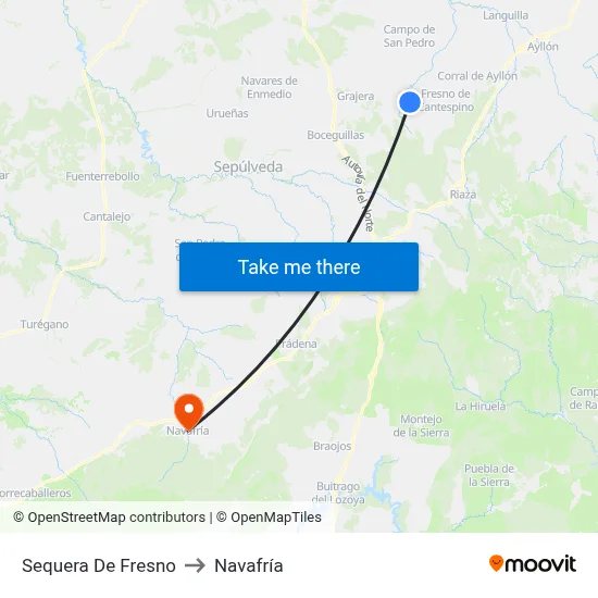 Sequera De Fresno to Navafría map