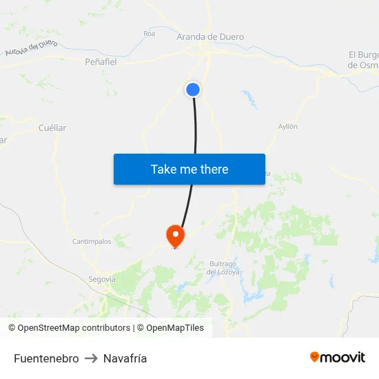 Fuentenebro to Navafría map