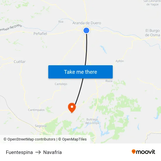 Fuentespina to Navafría map