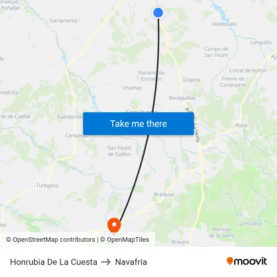 Honrubia De La Cuesta to Navafría map
