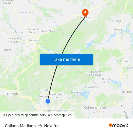 Collado Mediano to Navafría map