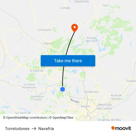 Torrelodones to Navafría map