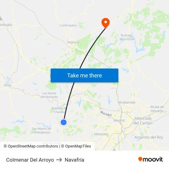 Colmenar Del Arroyo to Navafría map