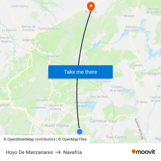 Hoyo De Manzanares to Navafría map