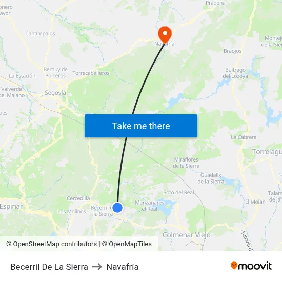 Becerril De La Sierra to Navafría map
