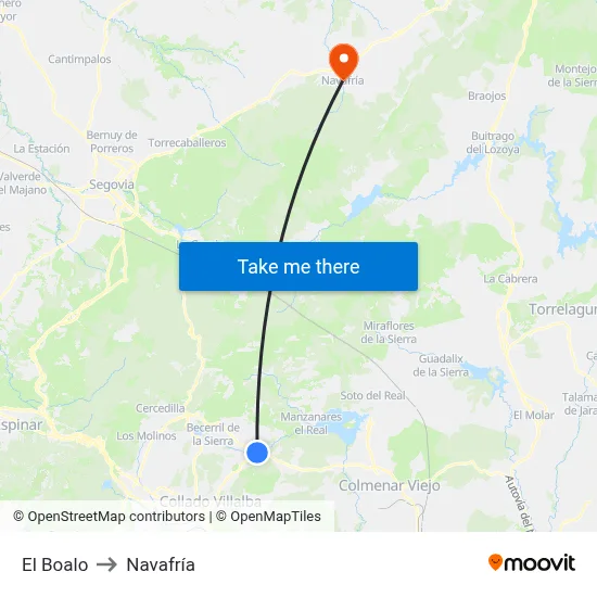 El Boalo to Navafría map