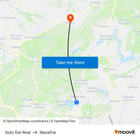 Soto Del Real to Navafría map