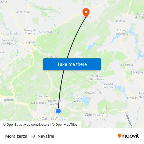 Moralzarzal to Navafría map