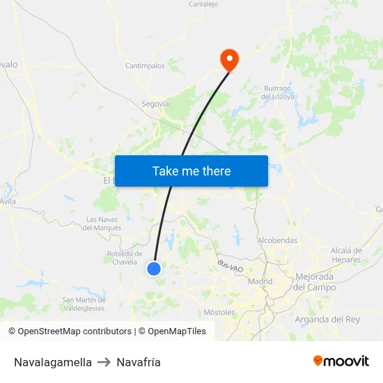 Navalagamella to Navafría map