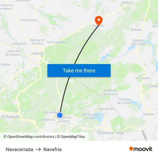 Navacerrada to Navafría map