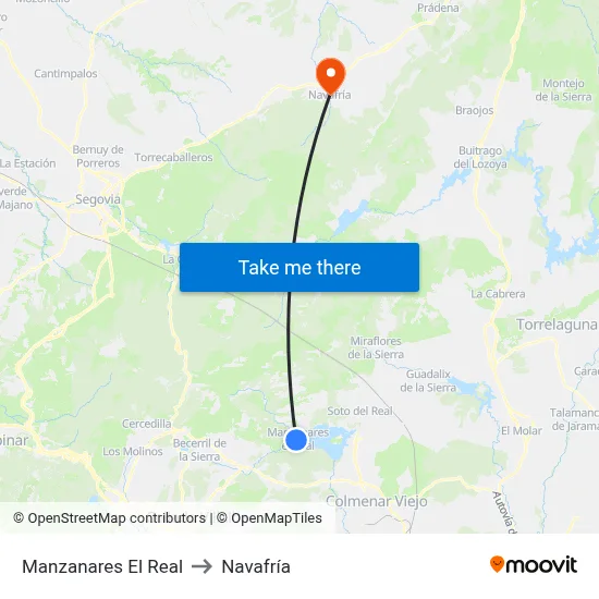 Manzanares El Real to Navafría map