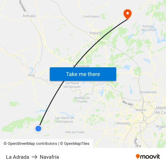 La Adrada to Navafría map