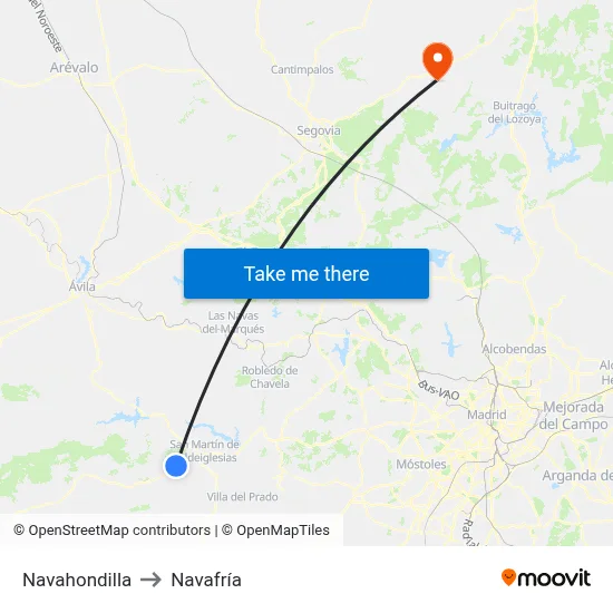 Navahondilla to Navafría map