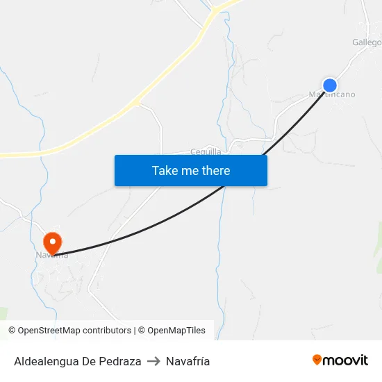 Aldealengua De Pedraza to Navafría map