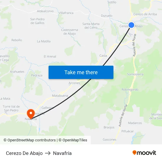 Cerezo De Abajo to Navafría map