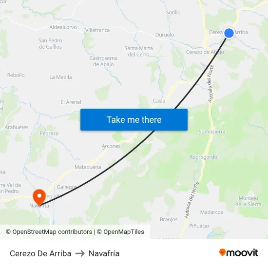 Cerezo De Arriba to Navafría map