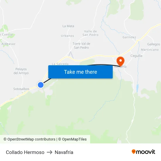 Collado Hermoso to Navafría map