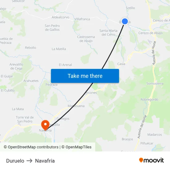 Duruelo to Navafría map