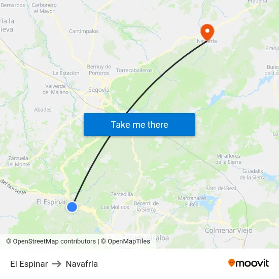 El Espinar to Navafría map