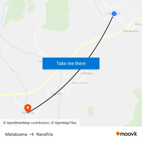 Matabuena to Navafría map