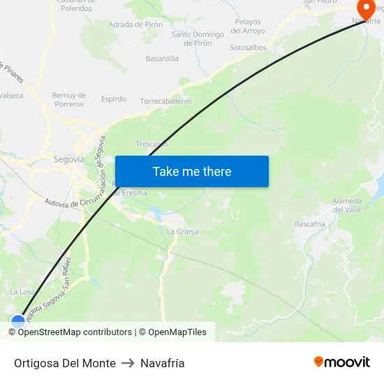 Ortigosa Del Monte to Navafría map