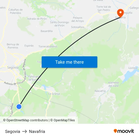 Segovia to Navafría map