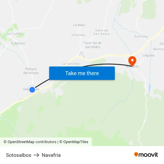 Sotosalbos to Navafría map