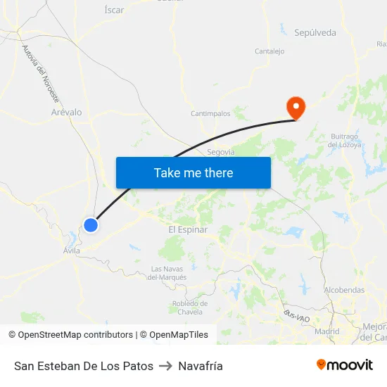 San Esteban De Los Patos to Navafría map