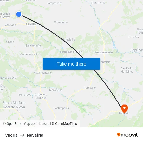 Viloria to Navafría map