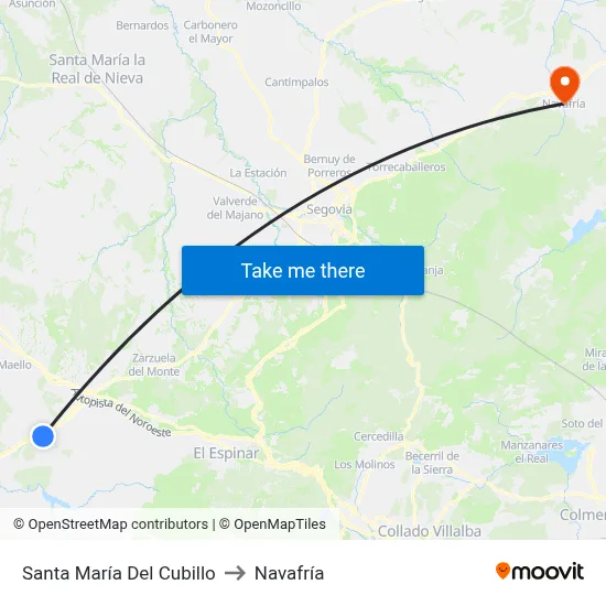 Santa María Del Cubillo to Navafría map
