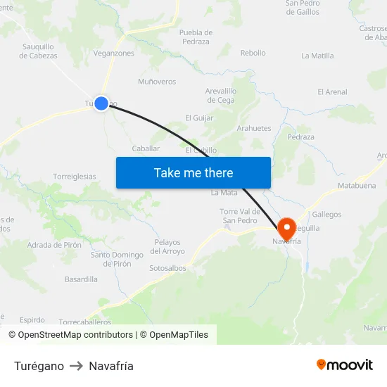 Turégano to Navafría map