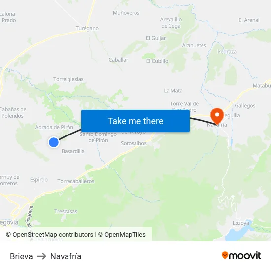 Brieva to Navafría map