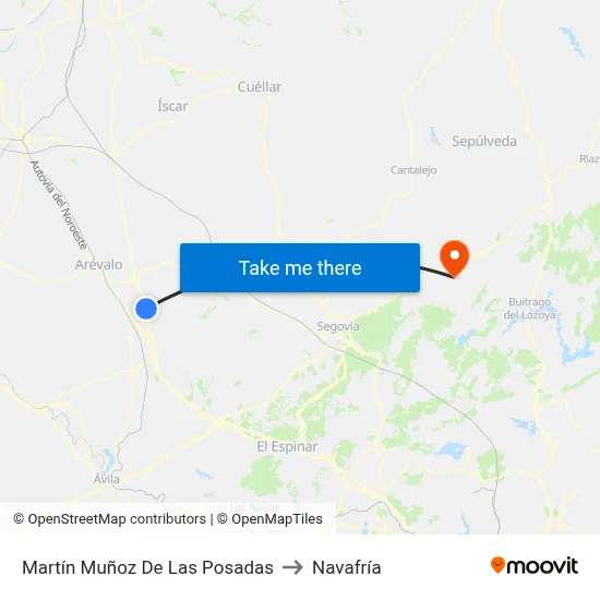 Martín Muñoz De Las Posadas to Navafría map