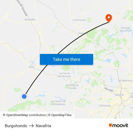 Burgohondo to Navafría map