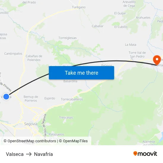 Valseca to Navafría map